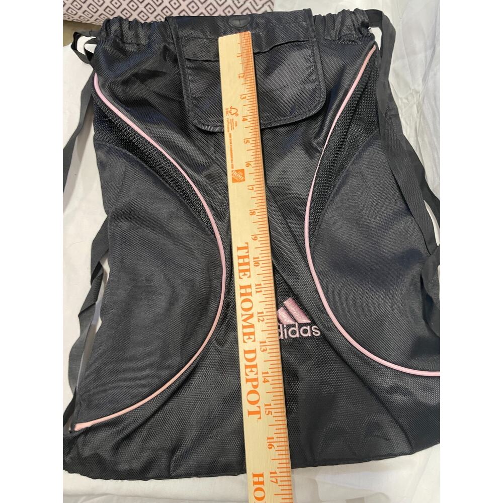 Adidas Drawstring Backpack With Mesh Ventilation Panels Black & Pink Sackpack - Picture 5 of 6